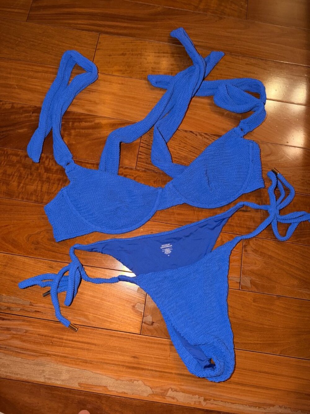 Monday Swimwear Cobalt Blue Crinkle Bikini Set